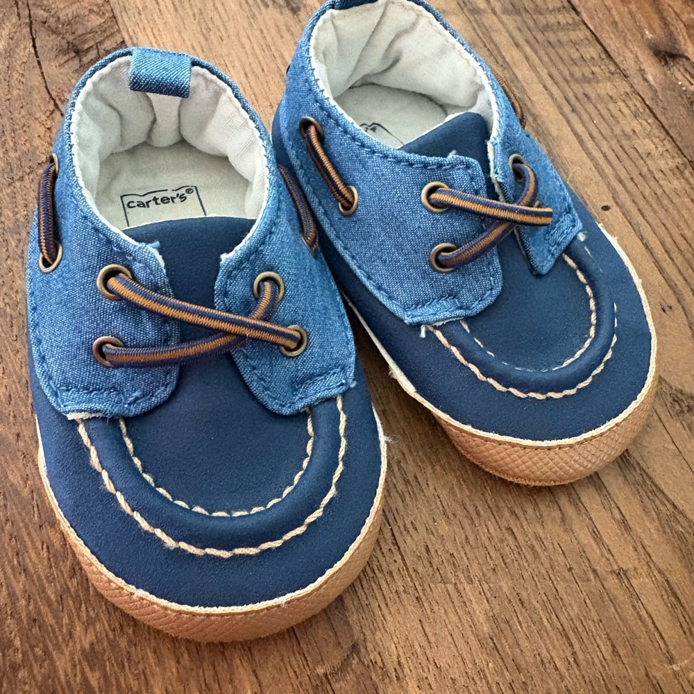 Carter's Navy and Denim Blue Baby Boat Shoes